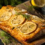 Cedar Plank Salmon with Lemon Mint Pesto